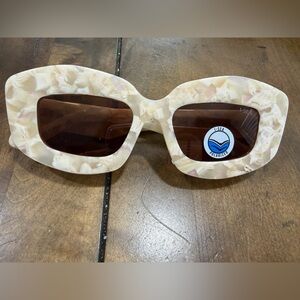 Anthropologie I-Sea Airen Sun-embellished Cream and Brown Sunglasses